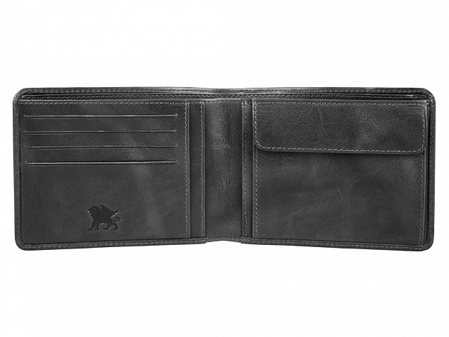 Бумажник Mano Don Luca, натуральная кожа в черном цвете, 12,5 х 9,7 см с логотипом в Белгороде заказать по выгодной цене в кибермаркете AvroraStore