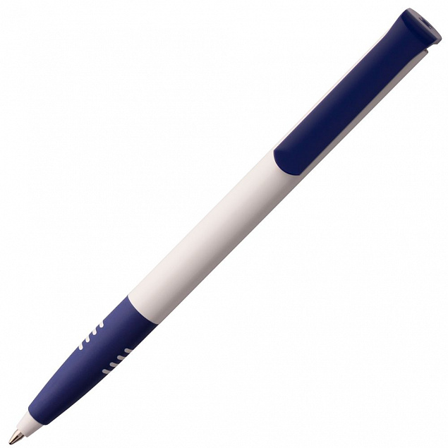 Ручка шариковая Senator Super Soft, белая с синим с логотипом в Белгороде заказать по выгодной цене в кибермаркете AvroraStore