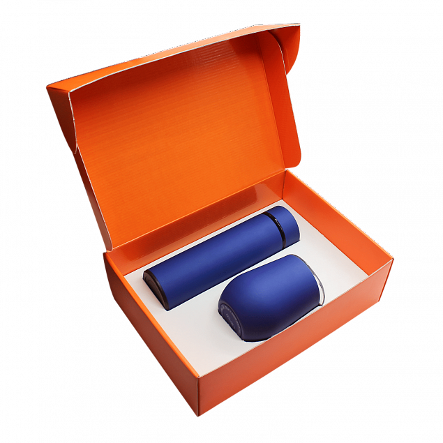 Набор Hot Box C (софт-тач) W, синий с логотипом в Белгороде заказать по выгодной цене в кибермаркете AvroraStore