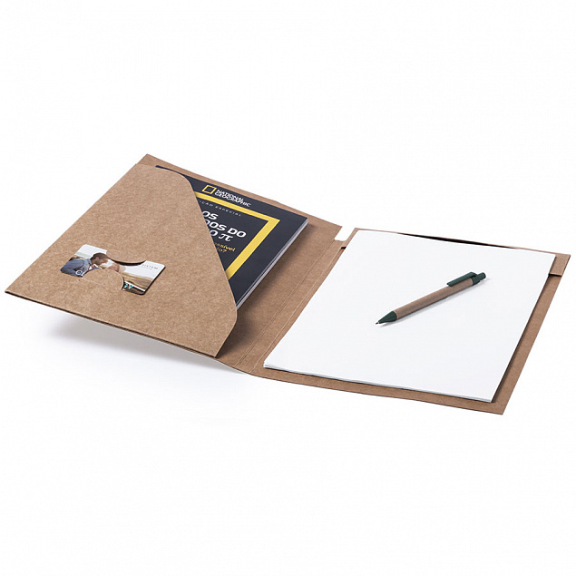 Папка BLOGUER A4 с бумажным блоком и ручкой, рециклированый картон с логотипом в Белгороде заказать по выгодной цене в кибермаркете AvroraStore