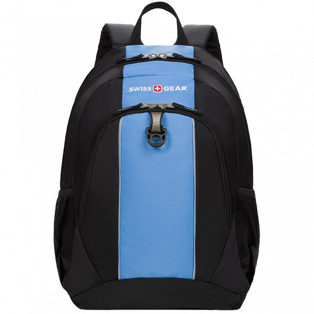 Рюкзак городской Swissgear, черный с голубым с логотипом в Белгороде заказать по выгодной цене в кибермаркете AvroraStore