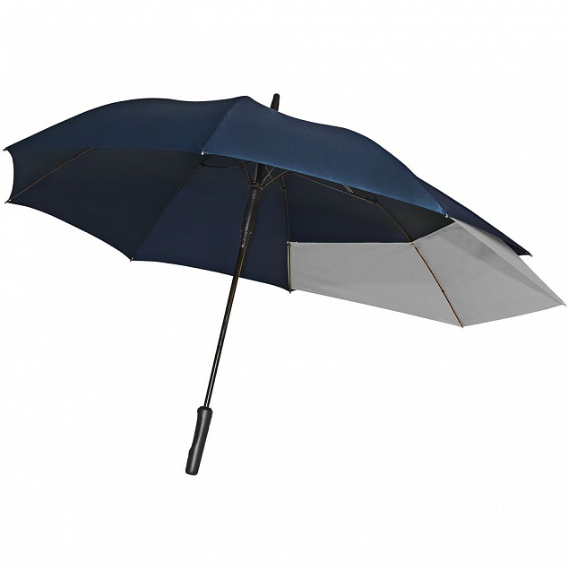 Зонт-трость Fiber Move AC, темно-синий с серым с логотипом в Белгороде заказать по выгодной цене в кибермаркете AvroraStore