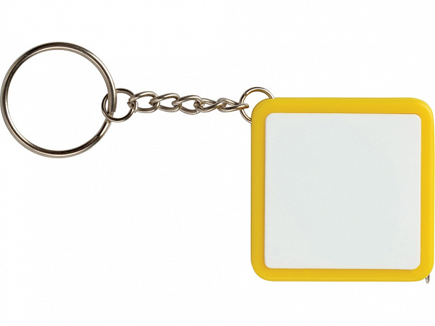 Брелок-рулетка, 1 м., белый/желтый с логотипом в Белгороде заказать по выгодной цене в кибермаркете AvroraStore