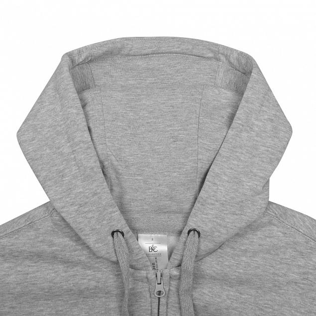 Толстовка мужская Hooded Full Zip серый меланж с логотипом в Белгороде заказать по выгодной цене в кибермаркете AvroraStore